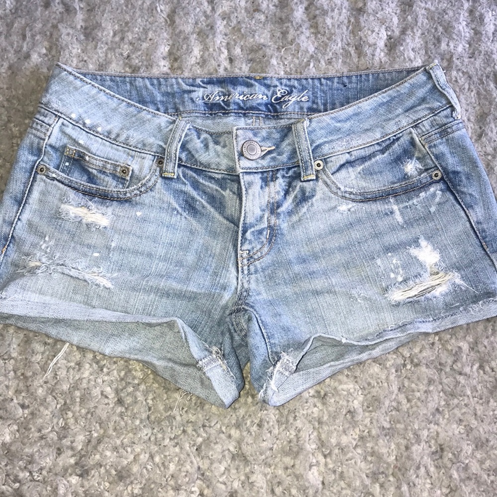 Ripped jean shorts
